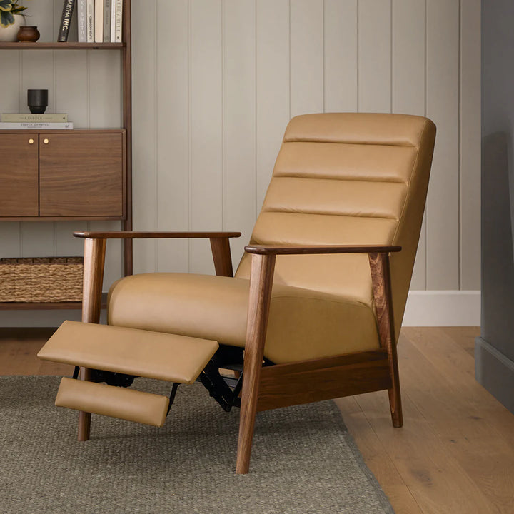 Ellow 28.5" Leather Reclining Lounge Chair - Charme Tan