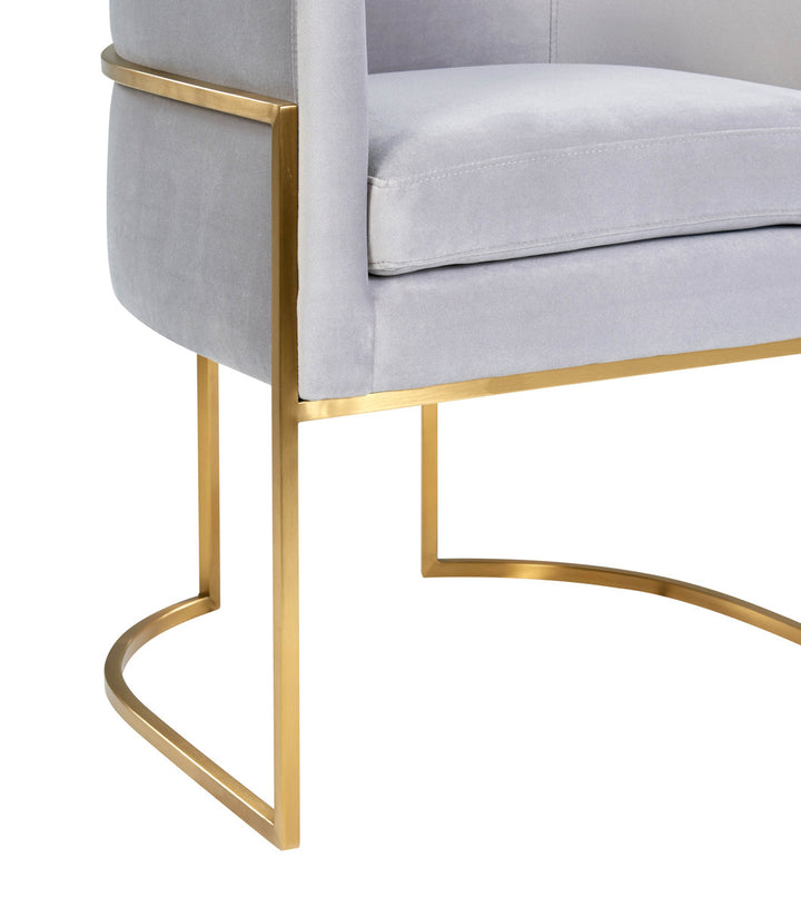 Selle Grey Velvet Dining Chair - Gold Frame