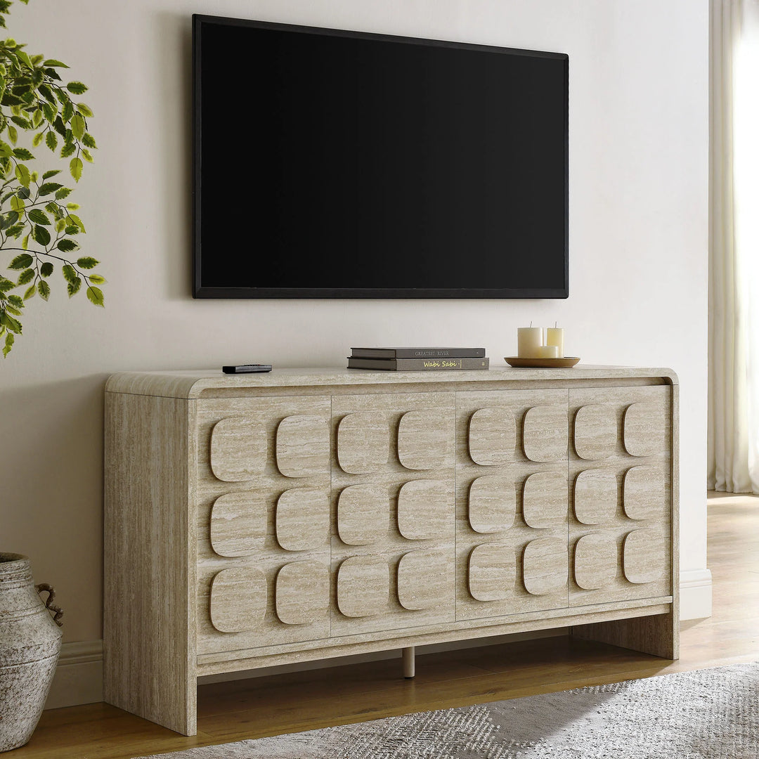 Curie 61" Travertine Sideboard