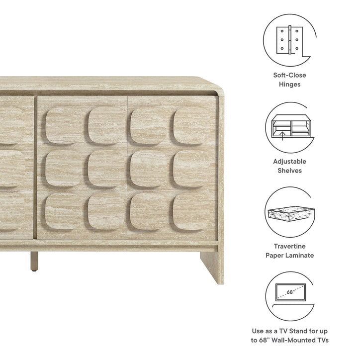 Curie 61" Travertine Sideboard