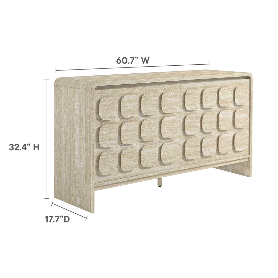 Curie 61" Travertine Sideboard