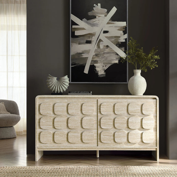 Curie 61" Travertine Sideboard