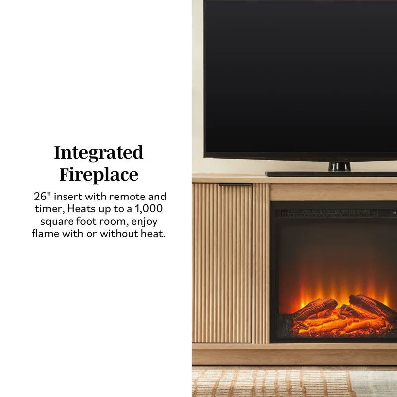 Dragelin Modern Reeded Fireplace TV Stand