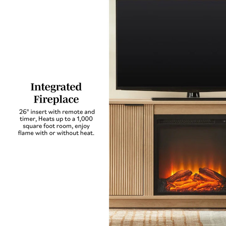 Dragelin Modern Reeded Fireplace TV Stand