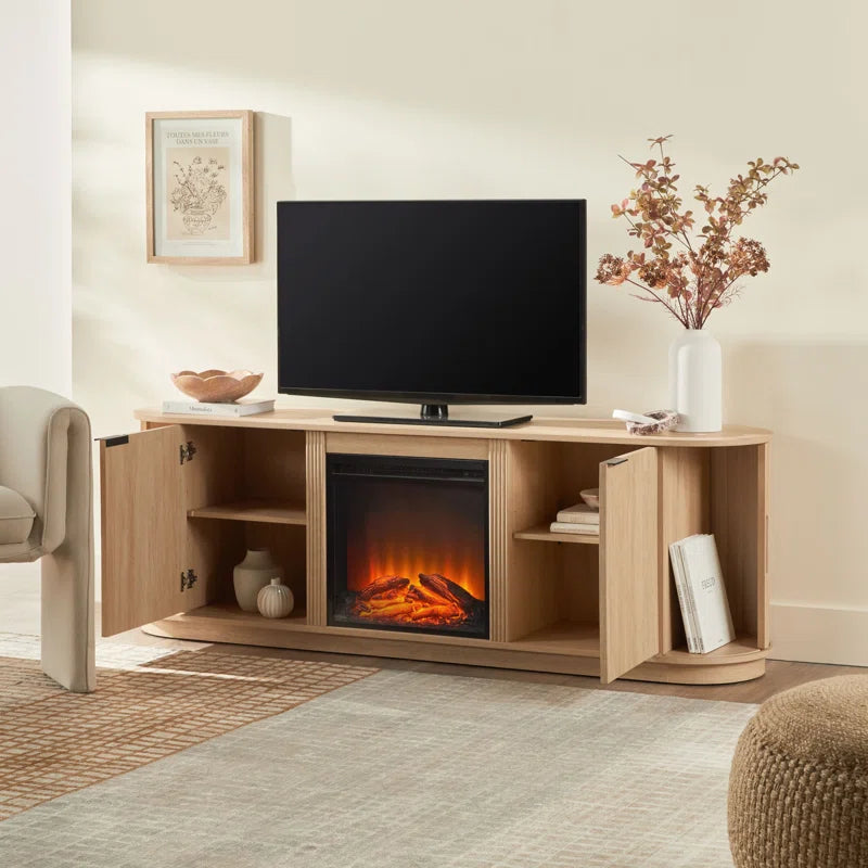 Dragelin Modern Reeded Fireplace TV Stand