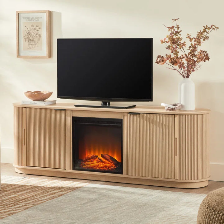 Dragelin Modern Reeded Fireplace TV Stand