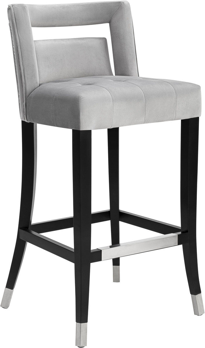 Heart Grey Velvet Counter Stool