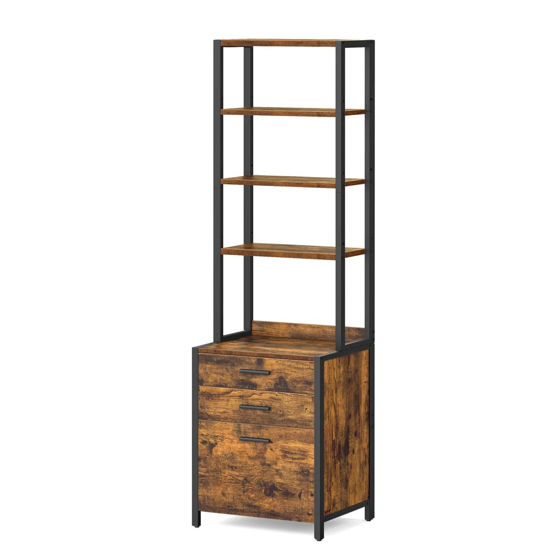 Filing Cabinet With Height-adjustable Open Shelves