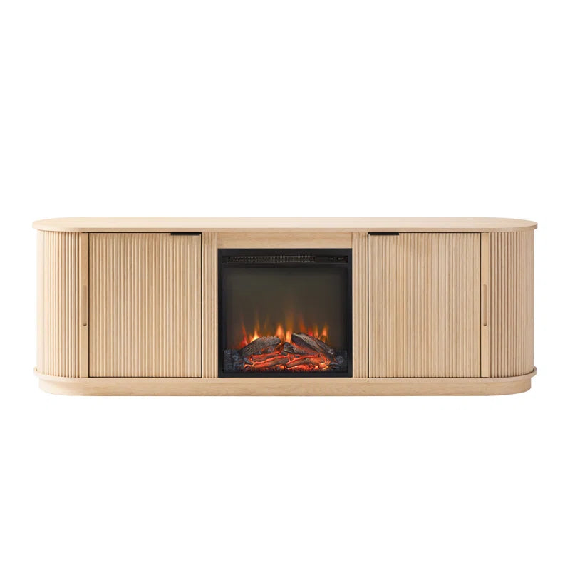 Dragelin Modern Reeded Fireplace TV Stand
