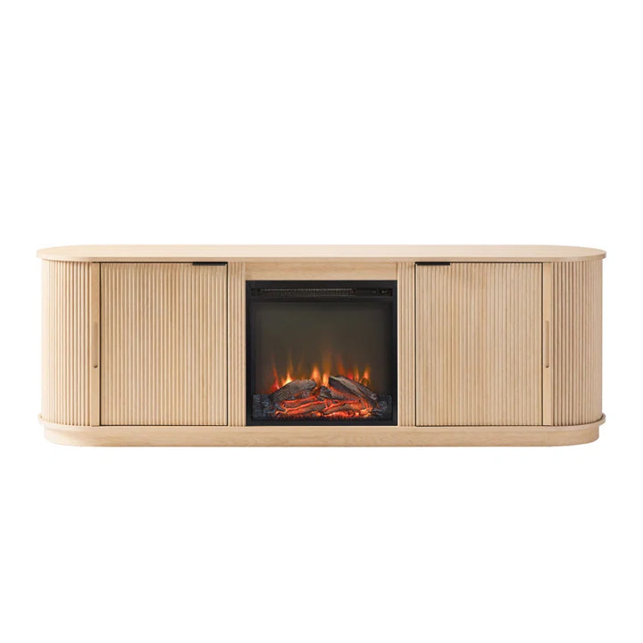 Dragelin Modern Reeded Fireplace TV Stand