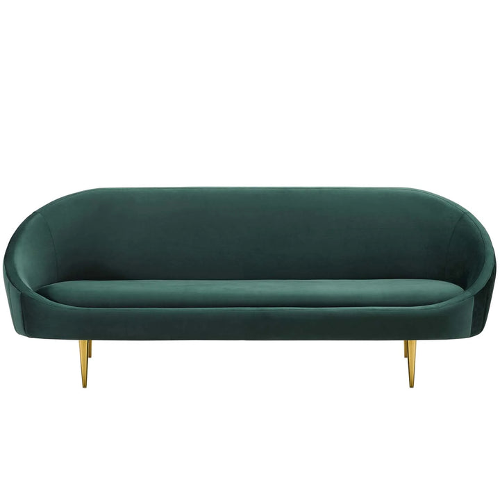 Eva Vertical Curve Back Performance Velvet Sofa - Green