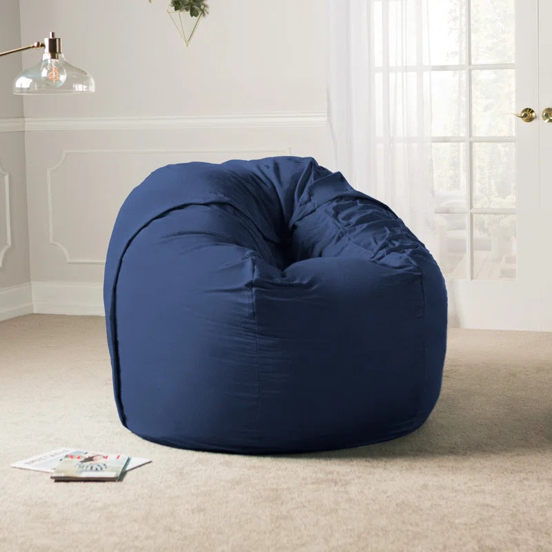 Metro Sac Microsuede Large Bean Bag Chair Navy Microsuede