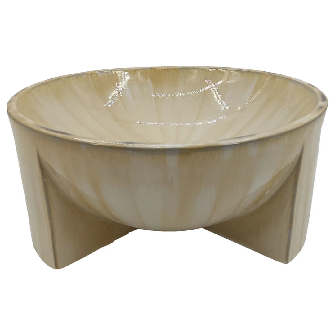 Decorative Bowl Stoneware Ceramic Sculptural Curved Base Casual Modern Finish