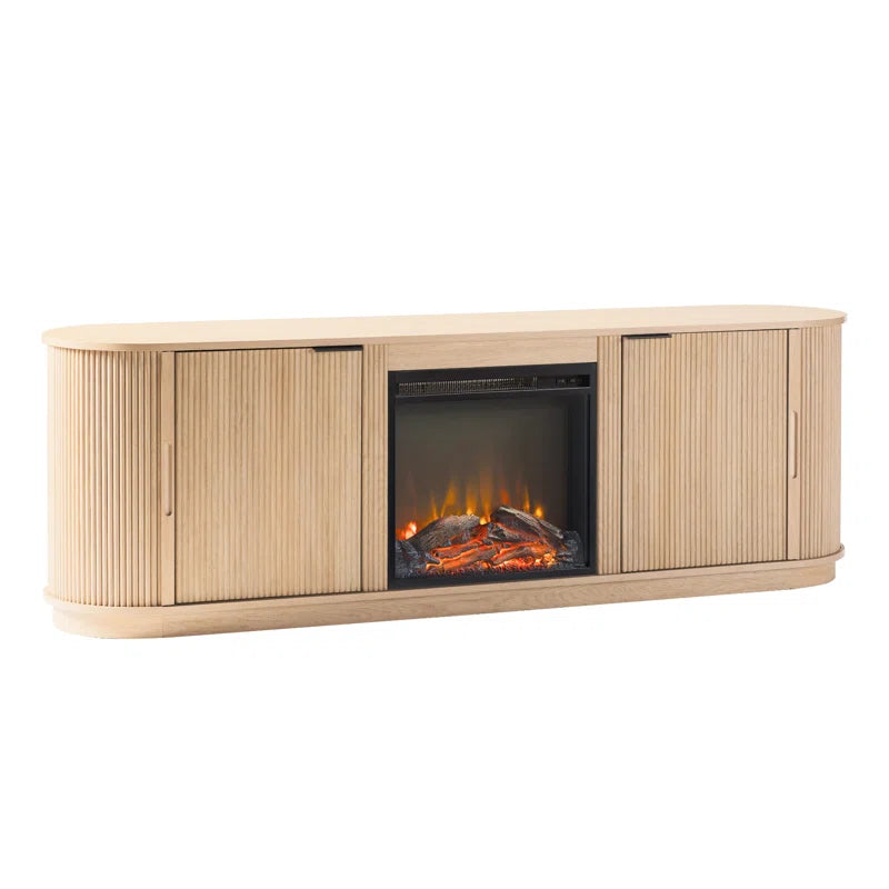 Dragelin Modern Reeded Fireplace TV Stand