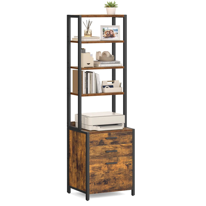 Filing Cabinet With Height-adjustable Open Shelves