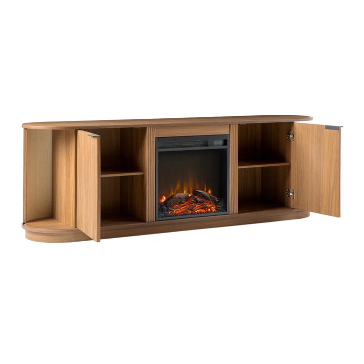 Dragelin Modern Reeded Fireplace TV Stand
