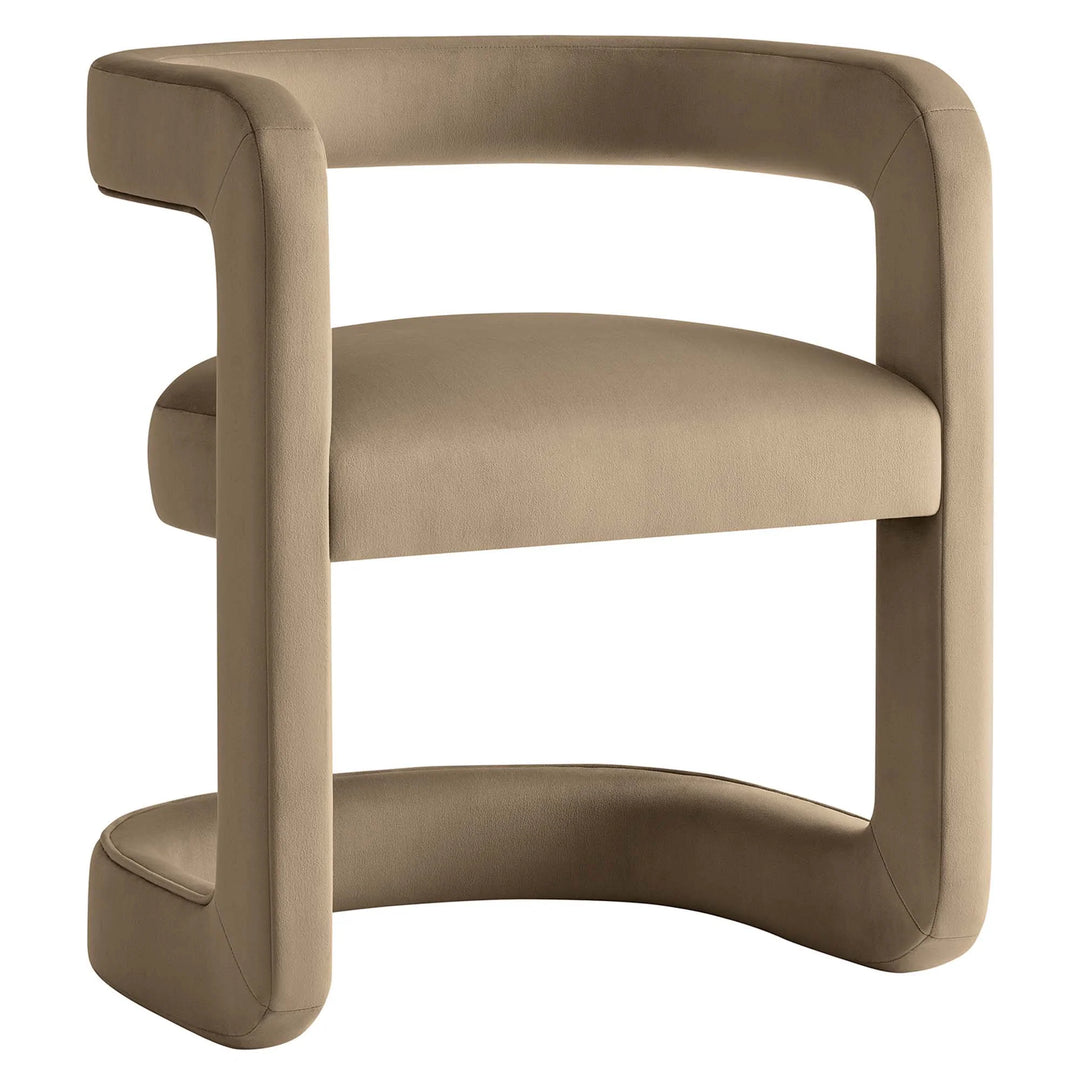 Wendal Barrel Performance Velvet Dining Chair - Taupe