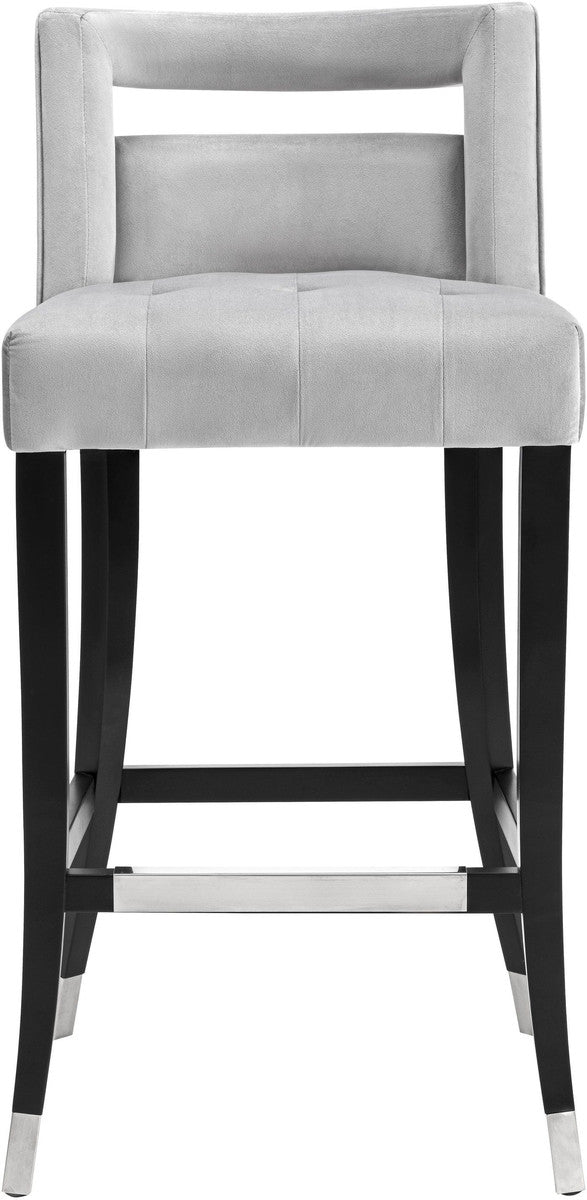 Heart Grey Velvet Counter Stool