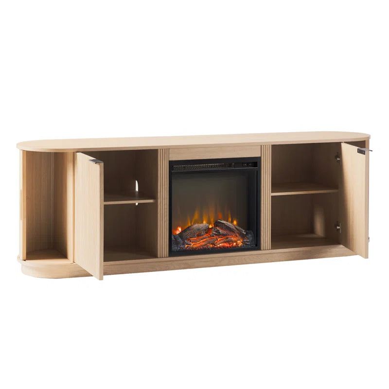 Dragelin Modern Reeded Fireplace TV Stand
