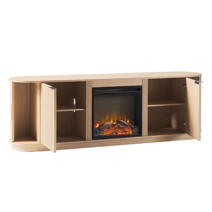 Dragelin Modern Reeded Fireplace TV Stand