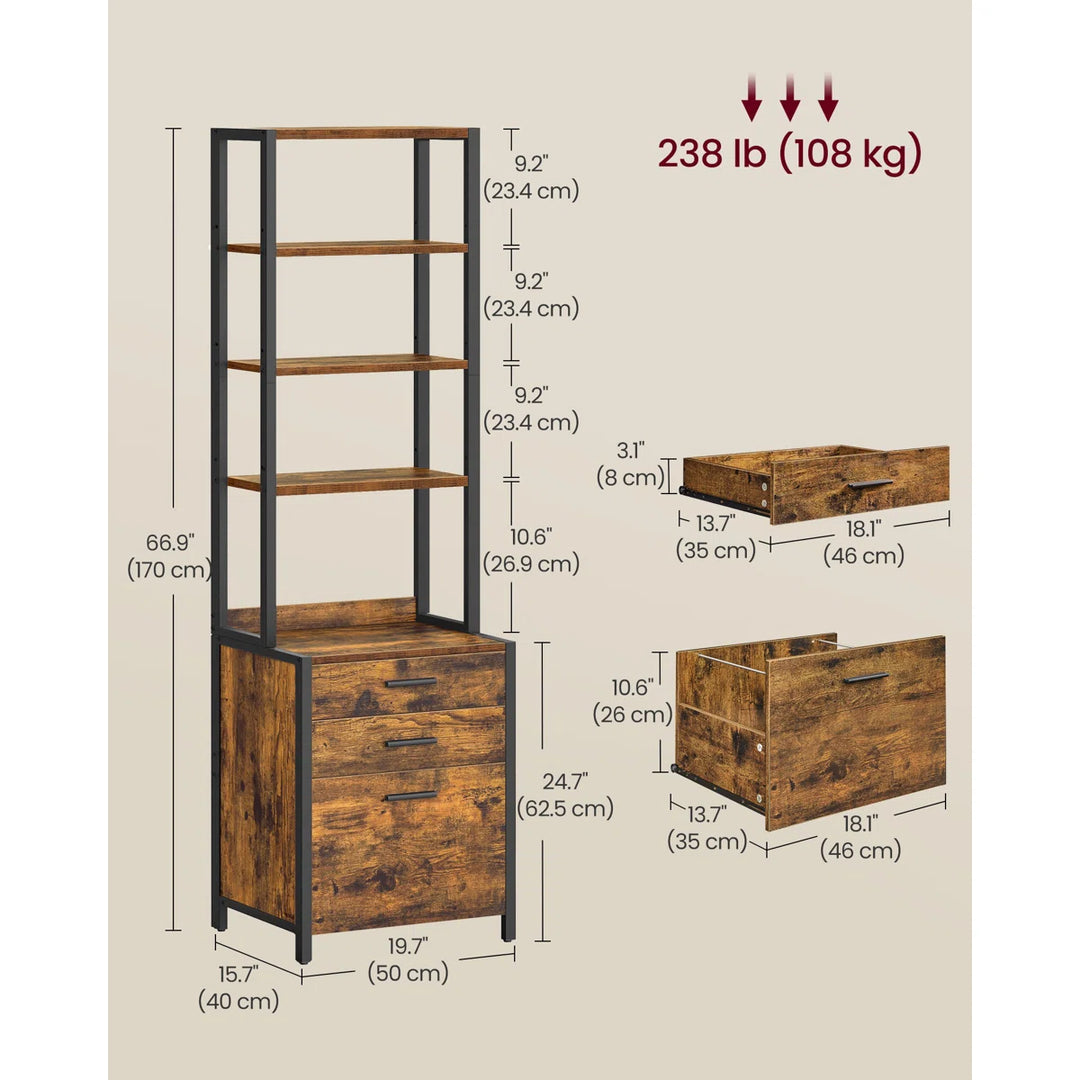 Filing Cabinet With Height-adjustable Open Shelves