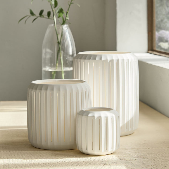Slatted Porcelain Hurricanes - Small