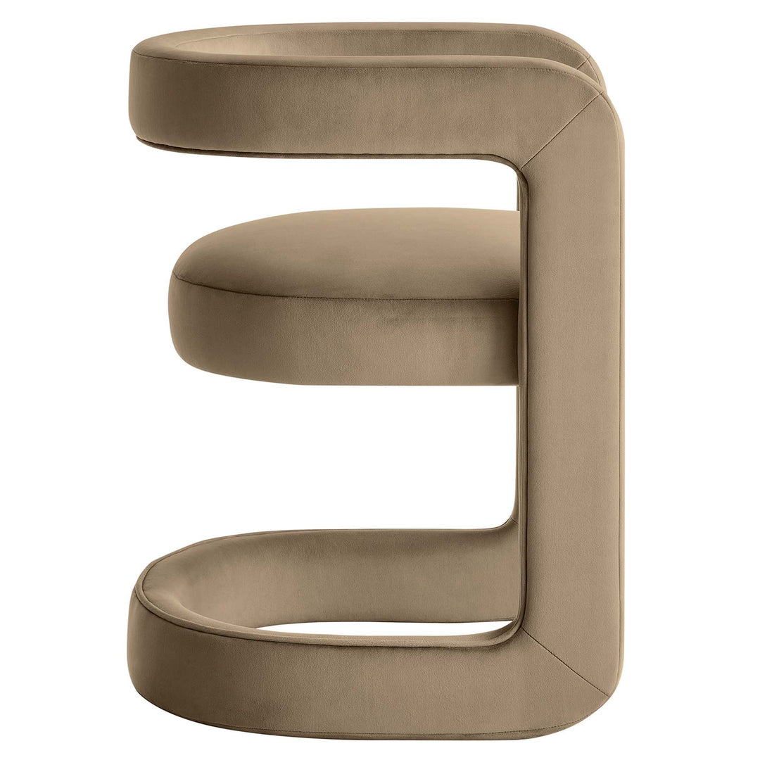 Wendal Barrel Performance Velvet Dining Chair - Taupe