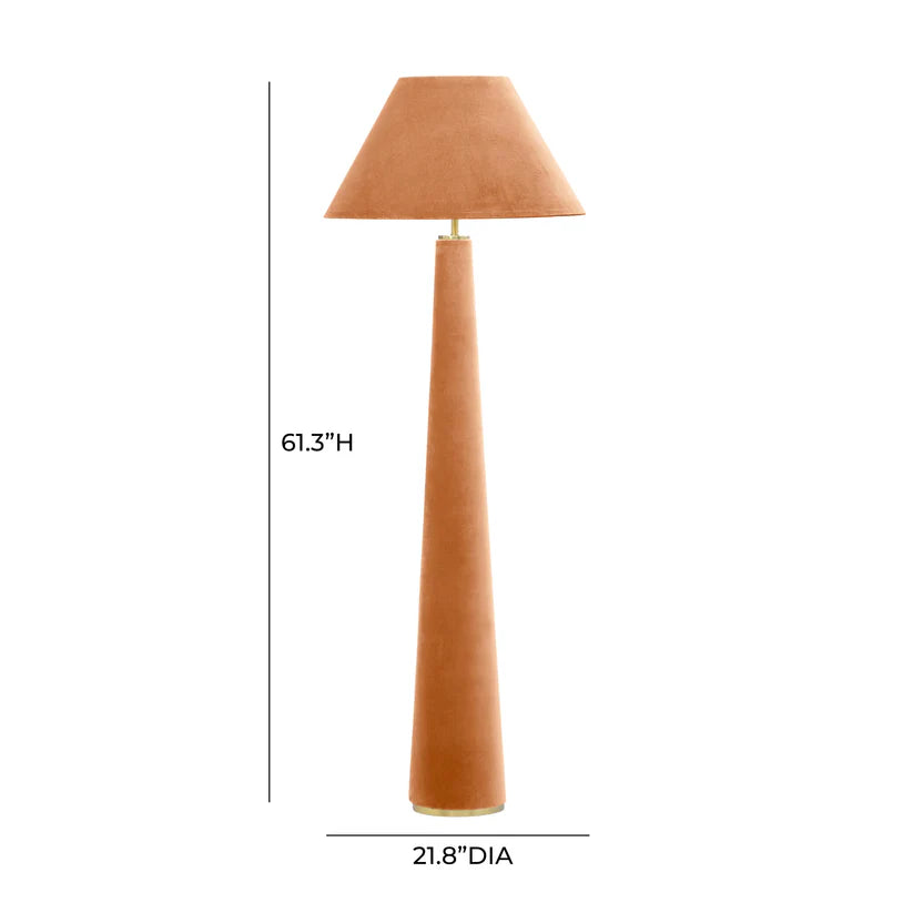 Greta Velvet Floor Lamp - Terracotta