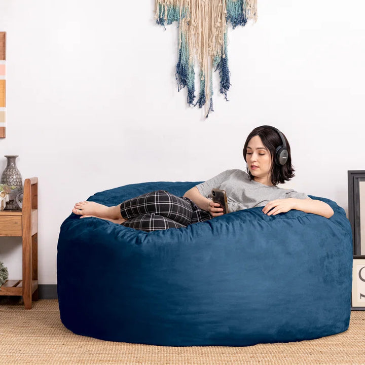 Metro Sac Microsuede Large Bean Bag Chair Navy Microsuede