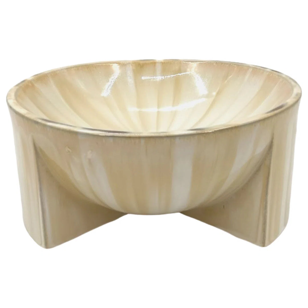 Decorative Bowl Stoneware Ceramic Sculptural Curved Base Casual Modern Finish