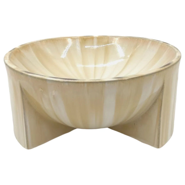 Decorative Bowl Stoneware Ceramic Sculptural Curved Base Casual Modern Finish