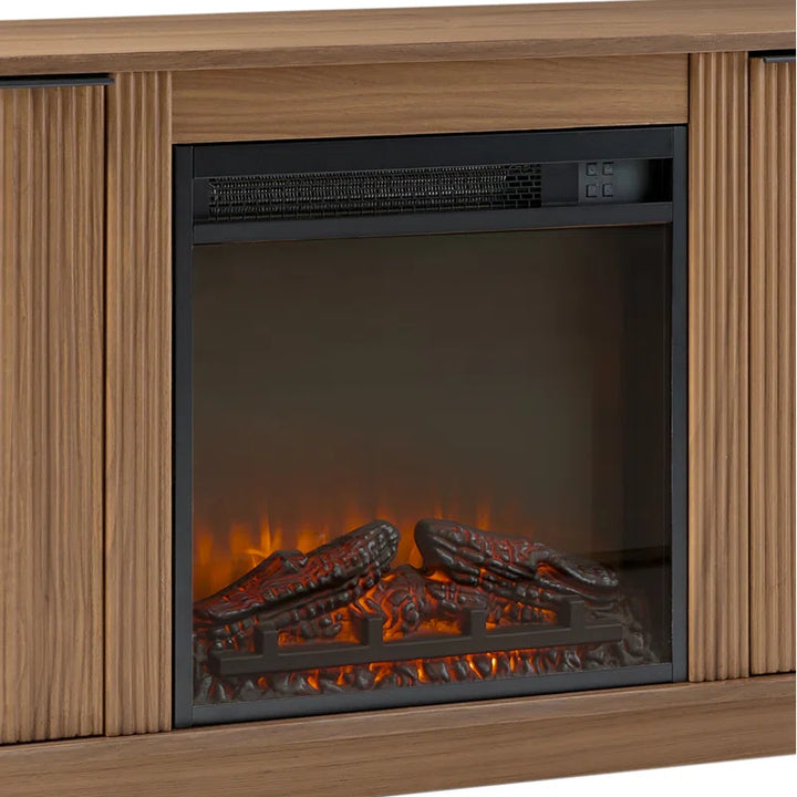 Dragelin Modern Reeded Fireplace TV Stand