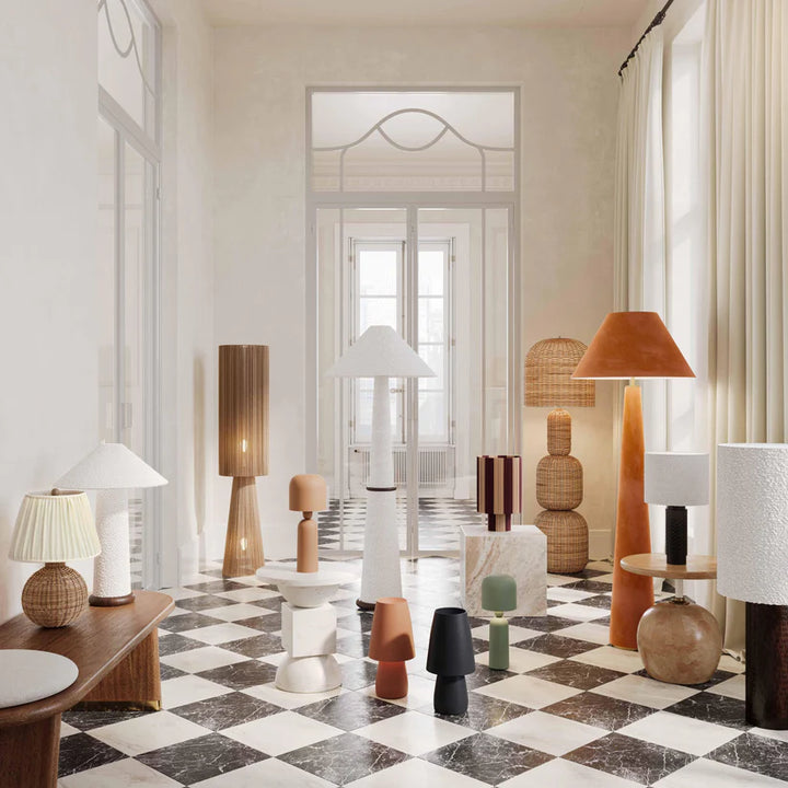 Greta Velvet Floor Lamp - Terracotta