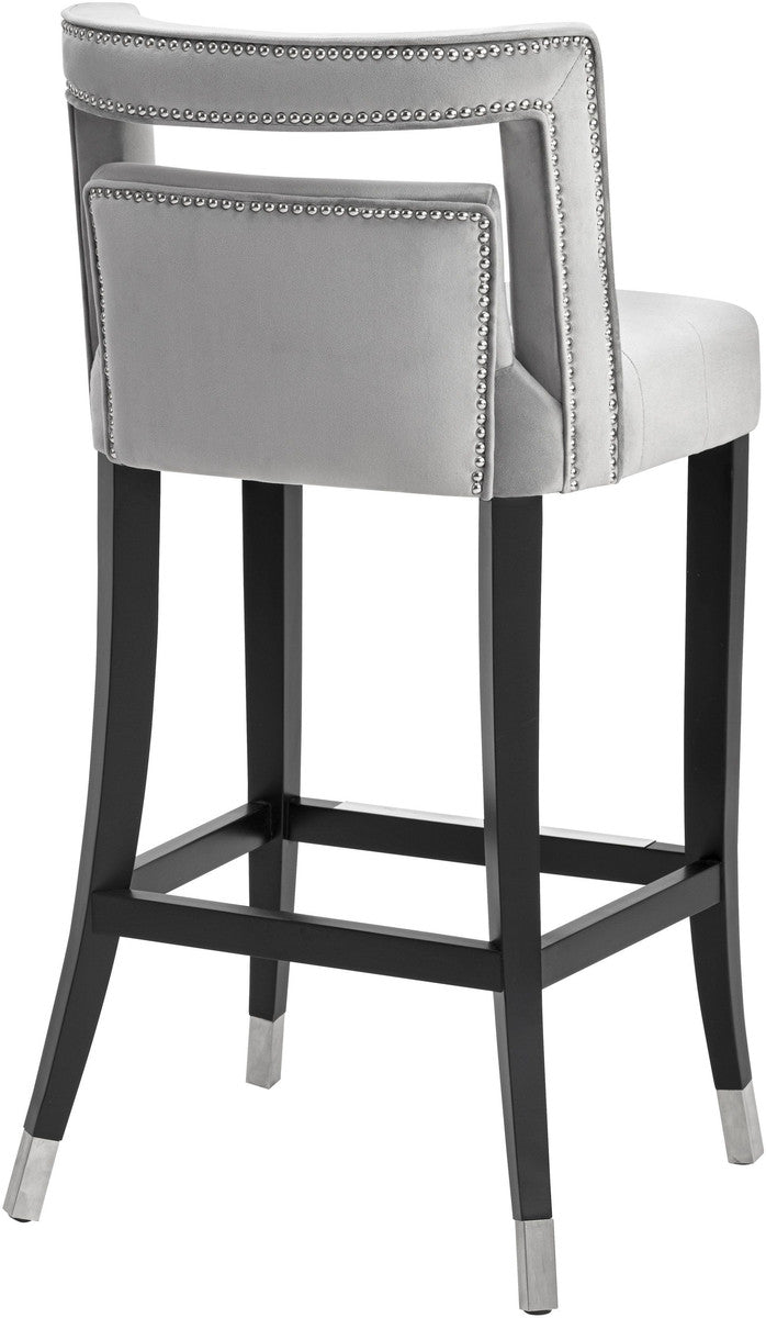 Heart Grey Velvet Counter Stool