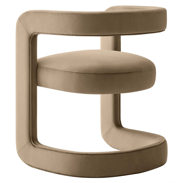 Wendal Barrel Performance Velvet Dining Chair - Taupe