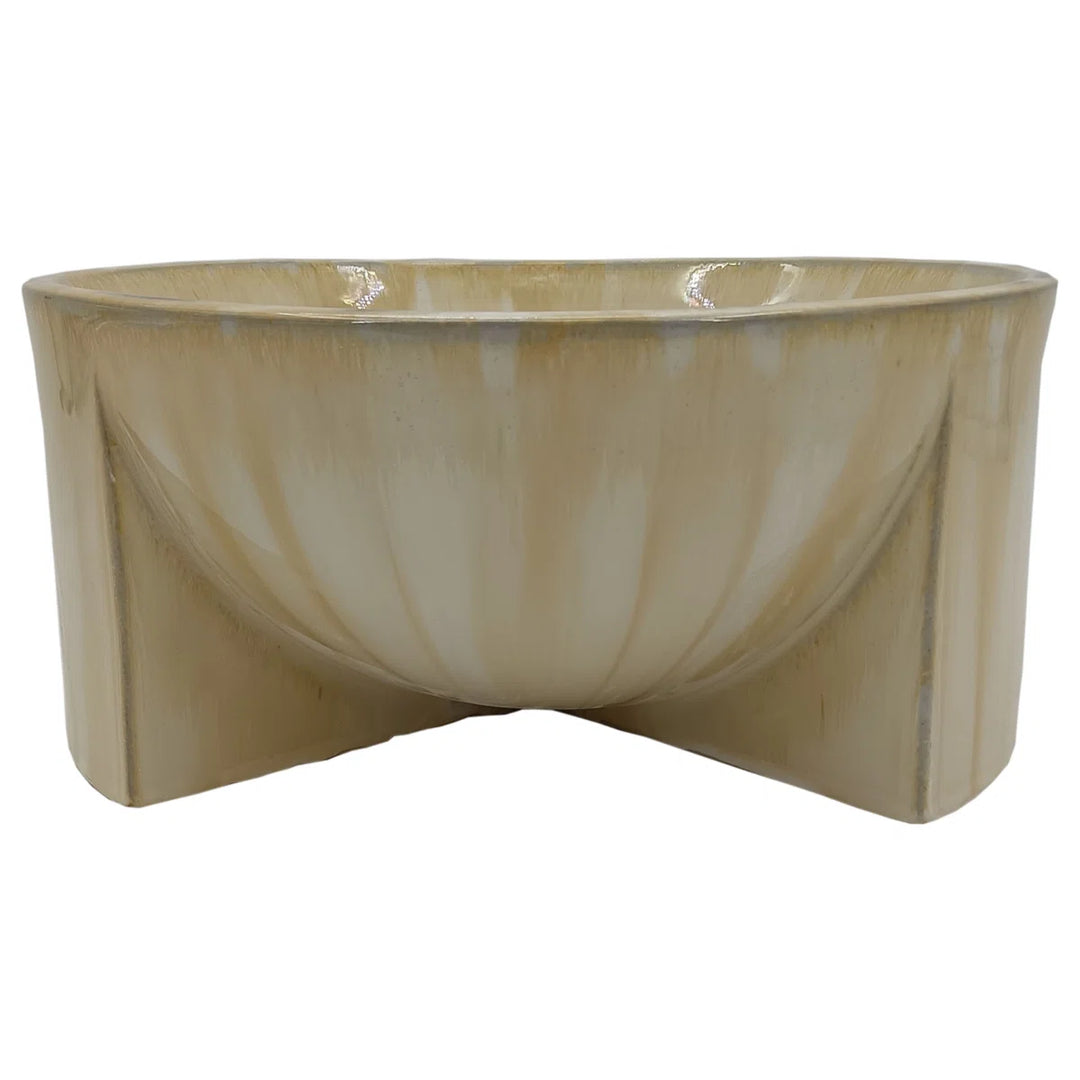 Decorative Bowl Stoneware Ceramic Sculptural Curved Base Casual Modern Finish