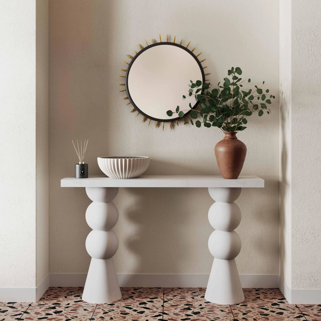 Luri White Resin Console Table