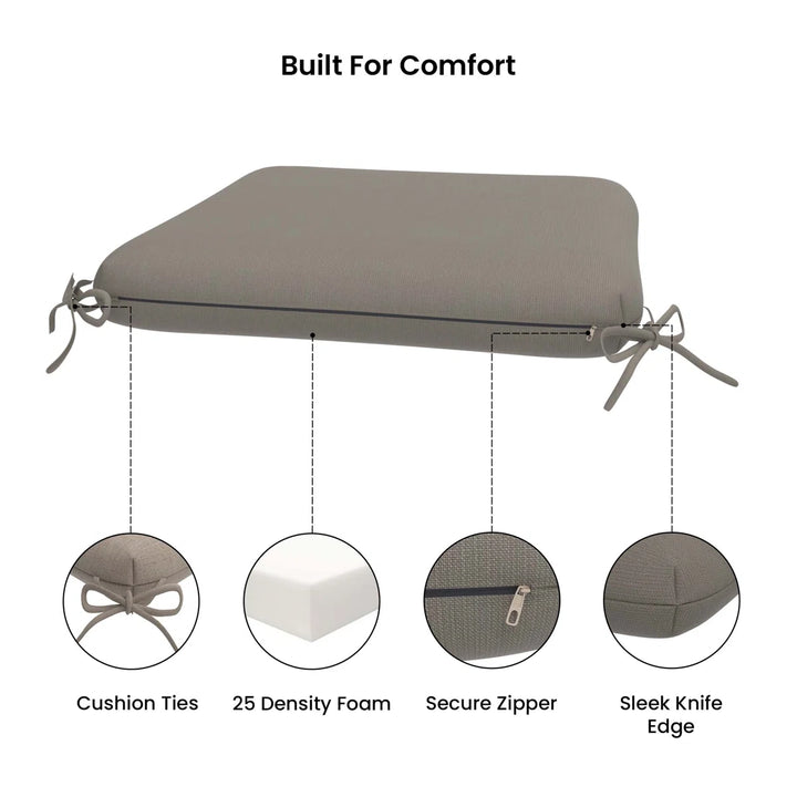 Sunbrella Square Dining Chair Cushions (Set of 1), 3" Foam Replacement Cushion