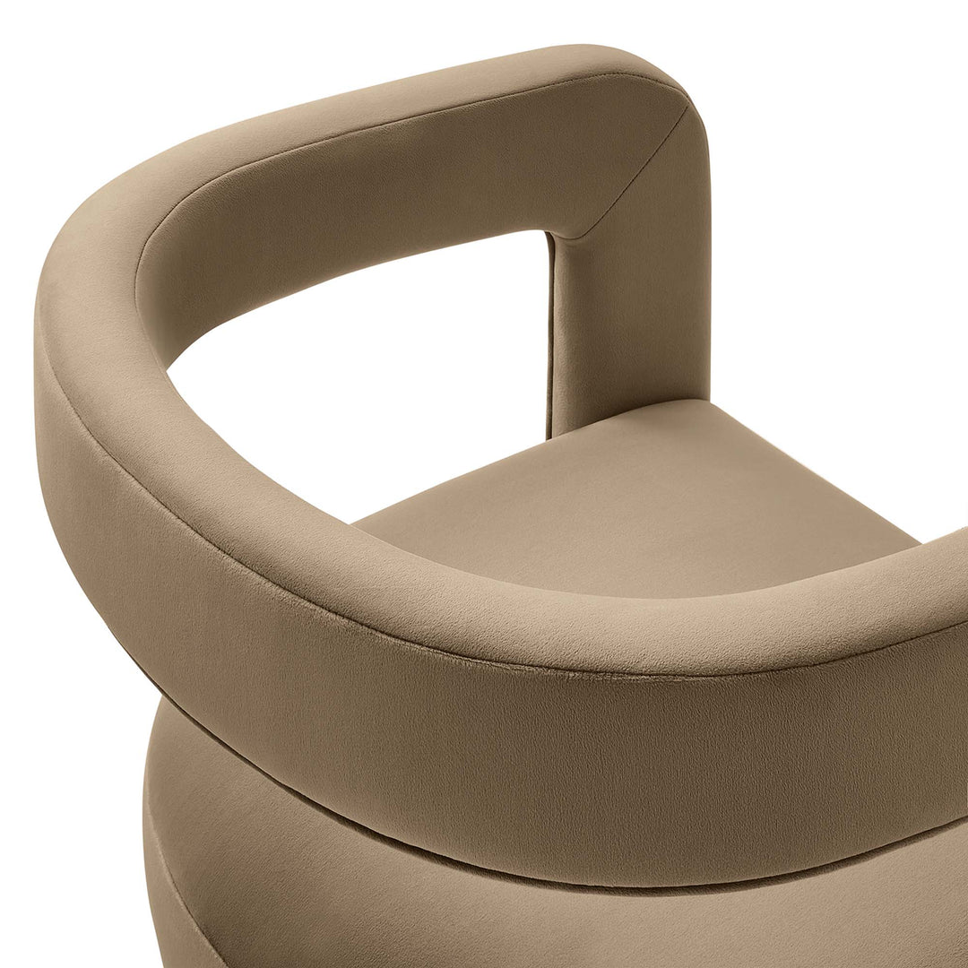 Wendal Barrel Performance Velvet Dining Chair - Taupe