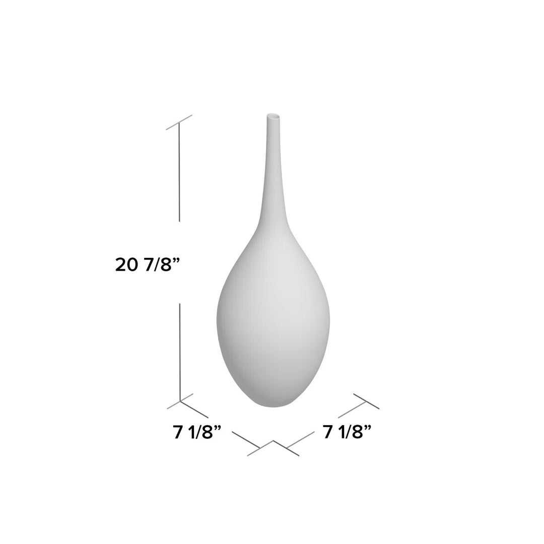 21" Blue Gray and Taupe Handblown Spun Glass Vase