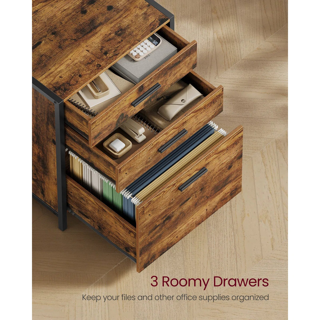 Filing Cabinet With Height-adjustable Open Shelves