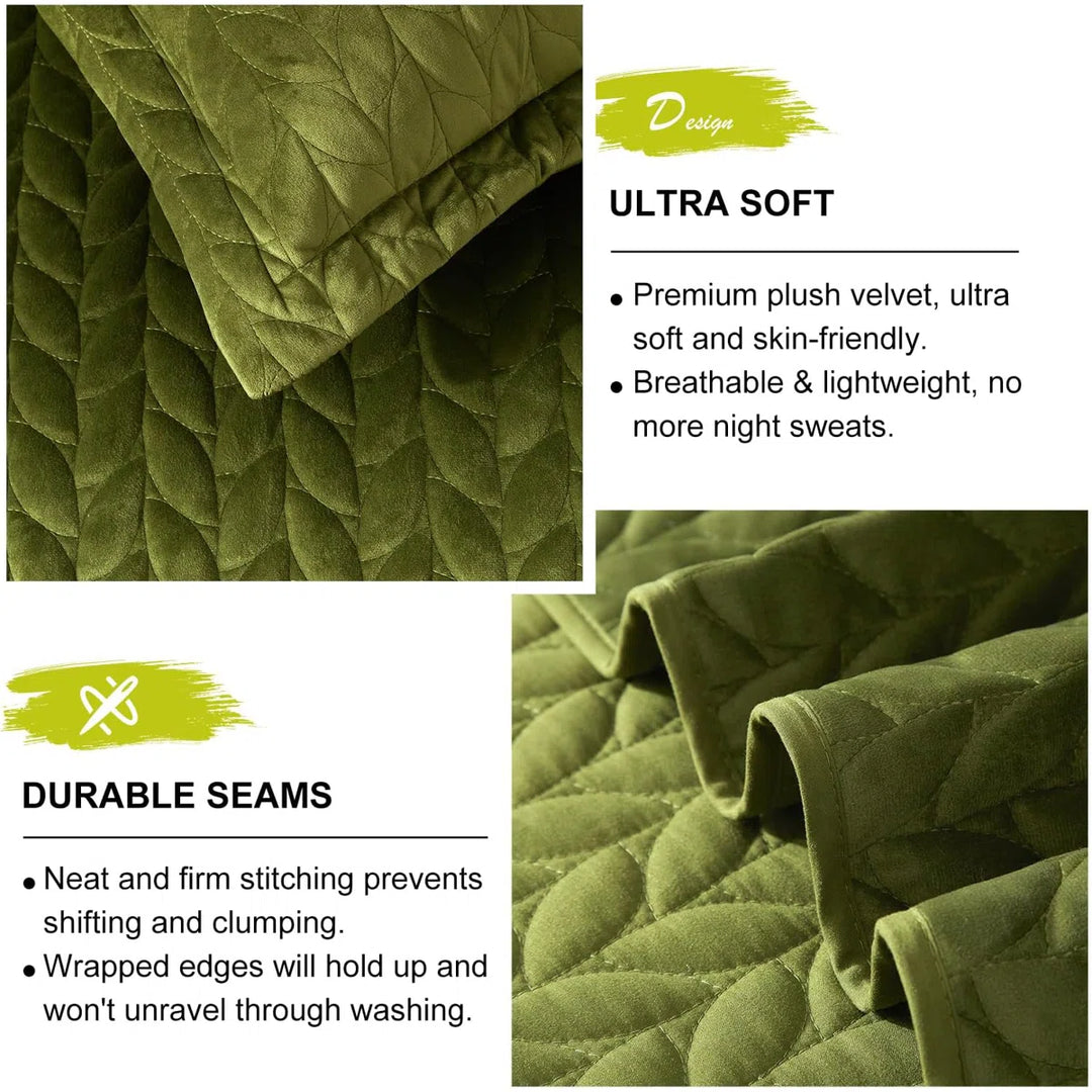 King Velvet Quilt Set with 2 Pillow Shams By HYPREST
