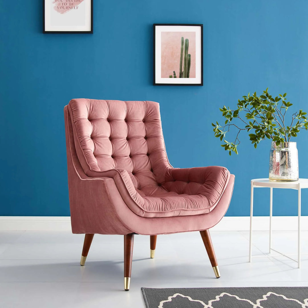 Sutton Velvet Lounge Chair - Dusty Rose
