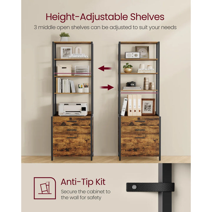 Filing Cabinet With Height-adjustable Open Shelves
