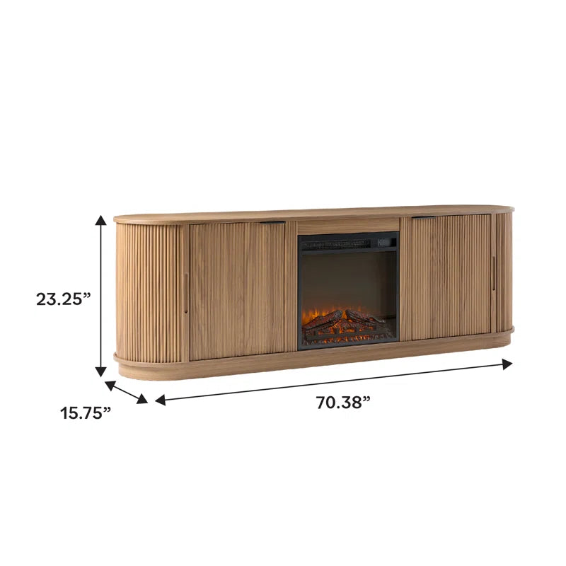 Dragelin Modern Reeded Fireplace TV Stand