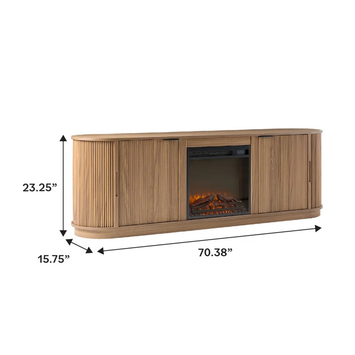 Dragelin Modern Reeded Fireplace TV Stand