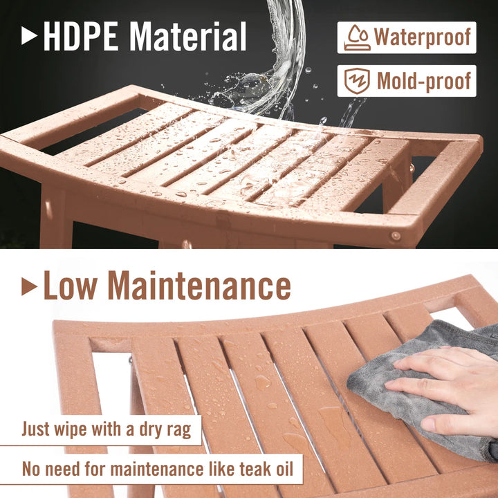 Oberst 21.7"W HDPE Shower Bench Stool with Storage Shelf Waterproof Shower Chair Spa Bath Seat
