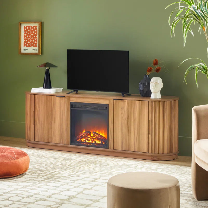 Dragelin Modern Reeded Fireplace TV Stand
