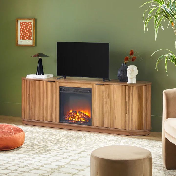 Dragelin Modern Reeded Fireplace TV Stand