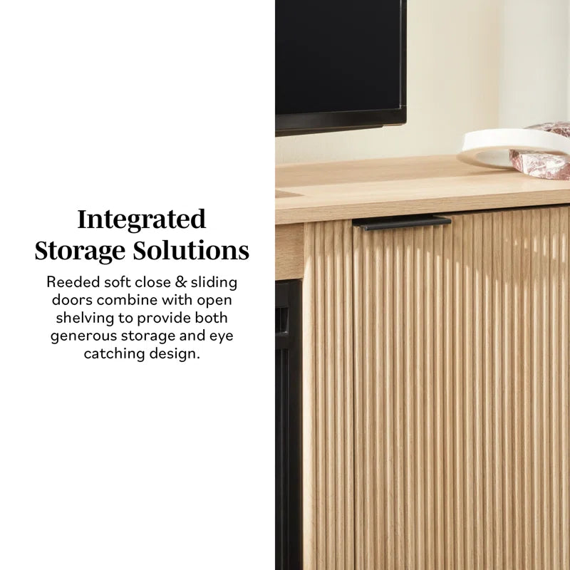 Dragelin Modern Reeded Fireplace TV Stand